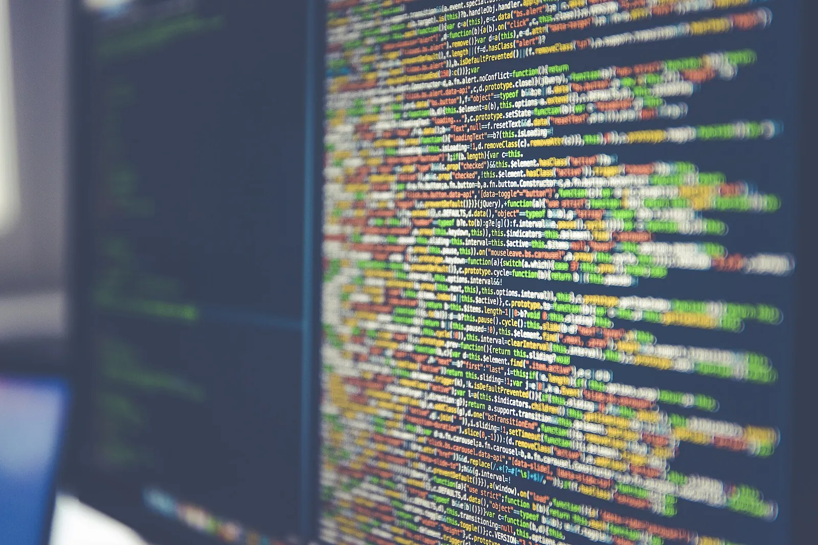 Lines of source code on a computer monitor.